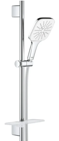 Grohe Kit de douche sans robinetterie avec douchette 3 jets + flexible + barre réglable, chrome, Vitalio SmartActive 130 Cube