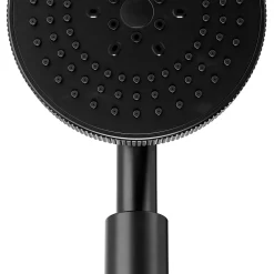 GoodHome Kit de douche sans robinetterie avec douchette 5 jets + flexible + barre réglable, noir, Selenga