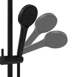 GoodHome Kit de douche sans robinetterie avec pomme de tête, douchette et barre noir Maza