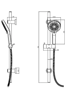 Edouard Rousseau Kit de douche sans robinetterie avec douchette, flexible et barre réglable, blanc, Bolton