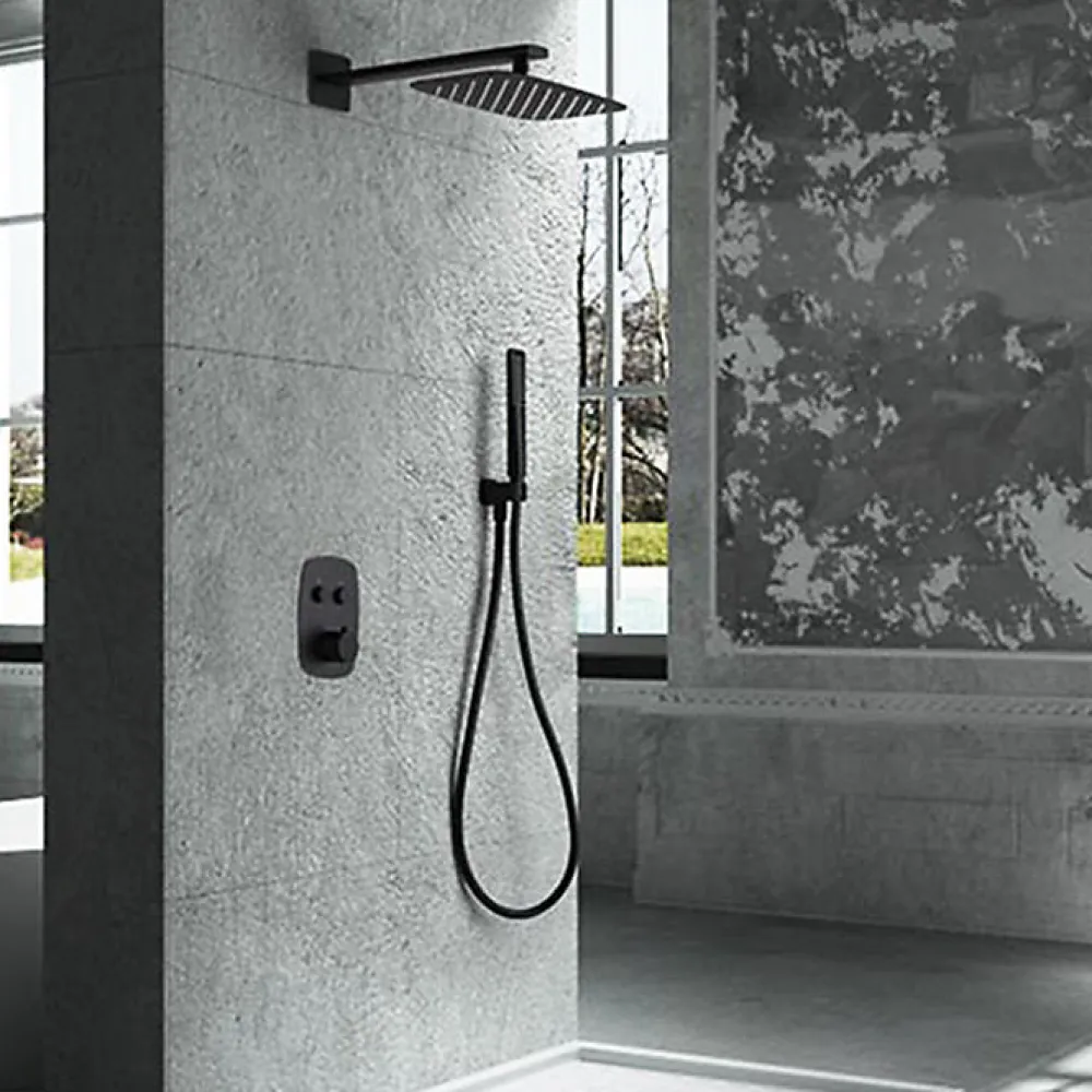 Imex Products Kit de douche thermostatique encastre HIDRA noir mat