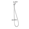 Hansgrohe Kit de douche thermostatique avec douchette 3 jets + flexible + barre réglable, chrome, My Select S 150