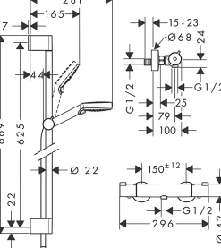Colonne De Douche Thermostatique|Hansgrohe Kit de douche thermostatique Crometta Vario