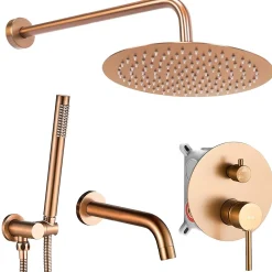 Colonne De Douche Mécanique|Rea Kit de douche-baignoire encastrée Lungo Copper Brush + box