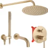 Colonne De Douche Mécanique|Rea Kit de douche-baignoire encastrée Lungo Brush Gold + box