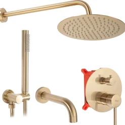 Colonne De Douche Mécanique|Rea Kit de douche-baignoire encastrée Lungo Brush Gold + box