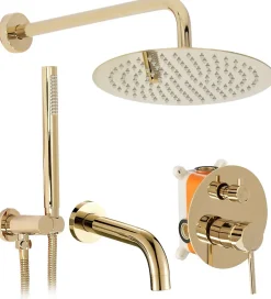 Colonne De Douche Mécanique|Rea Kit de douche-baignoire encastrée Lungo Gold + box
