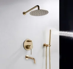 Colonne De Douche Mécanique|Rea Kit de douche-baignoire encastrée Lungo Gold + box