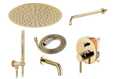 Colonne De Douche Mécanique|Rea Kit de douche-baignoire encastrée Lungo Gold + box