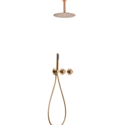 Colonne De Douche Mécanique|Imex Products Kit douche encastre 2 voies acier et laiton finition or rose brosse avec thermostatique