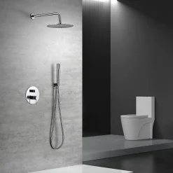 Imex Products Kit douche encastre en acier et laiton chrome avec mitigeur monocommande et pomme de 25 cm