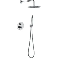 Imex Products Kit douche encastre en acier et laiton chrome avec mitigeur monocommande et pomme de 25 cm