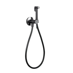 Imex Kit Douchette anti-calcaire hygiénique encastrée WC ou Bidet Salle de Bain Black Gun Métal LINE RDD038/BGM