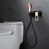 Imex Kit Douchette anti-calcaire hygiénique encastrée WC ou Bidet Salle de Bain Noir et Or Rose SUECIA BDC032-5/NOR