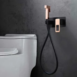 Imex Kit Douchette anti-calcaire hygiénique encastrée WC ou Bidet Salle de Bain Noir et Or Rose SUECIA BDC032-5/NOR