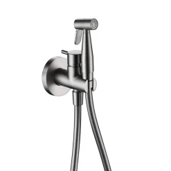 Robinet De Bidet|Imex Kit Douchette anti-calcaire hygiénique encastrée WC ou Bidet Salle de Bain Nickel Brossé MUNICH RDM001/NQ