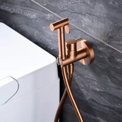 Imex Kit Douchette anti-calcaire hygiénique encastrée WC ou Bidet Salle de Bain Or Rose MUNICH RDM001/ORC