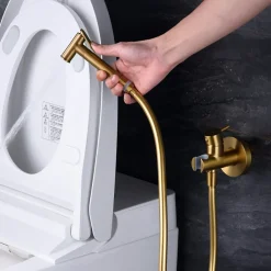 Imex Kit Douchette anti-calcaire hygiénique encastrée WC ou Bidet Salle de Bain Or Brossé MUNICH RDM001/OC