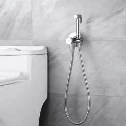 Imex Kit Douchette anti-calcaire hygiénique encastrée WC ou Bidet Salle de Bain Chrome LINE RDD038