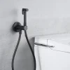 Robinet De Bidet|Imex Kit Douchette anti-calcaire hygiénique encastrée WC ou Bidet Salle de Bain Noir Mat LINE RDD038/NG