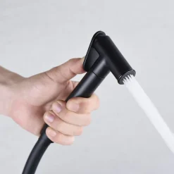 Robinet De Bidet|Imex Kit Douchette anti-calcaire hygiénique encastrée WC ou Bidet Salle de Bain Noir Mat LINE RDD038/NG