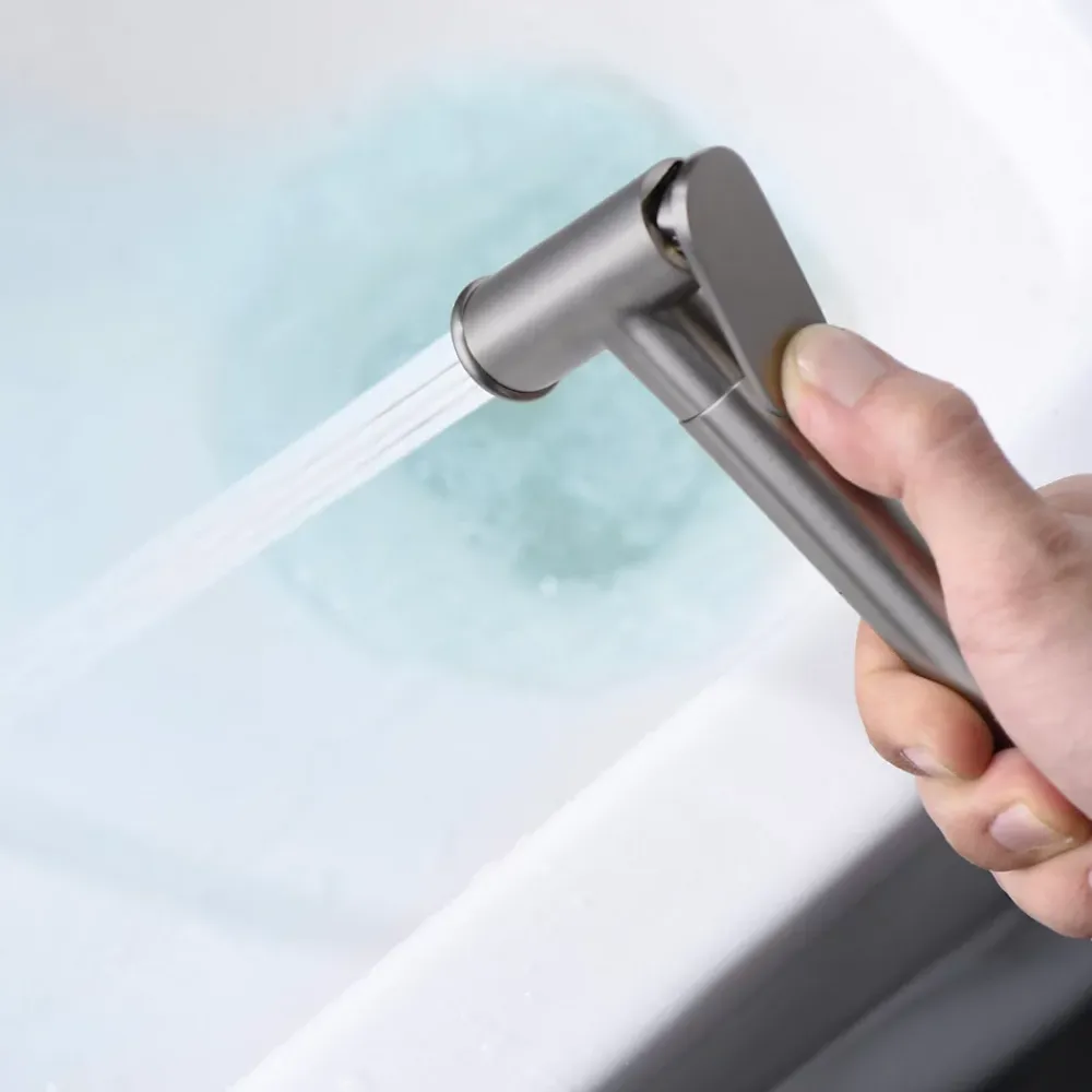 Robinet De Bidet|Imex Kit Douchette anti-calcaire hygiénique encastrée WC ou Bidet Salle de Bain Nickel Brossé LINE RDD038/NQ