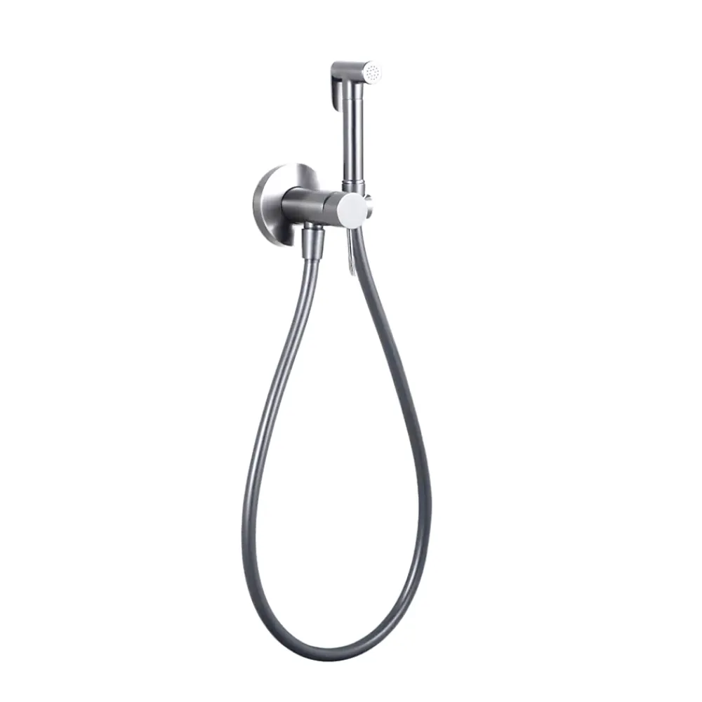 Robinet De Bidet|Imex Kit Douchette anti-calcaire hygiénique encastrée WC ou Bidet Salle de Bain Nickel Brossé LINE RDD038/NQ