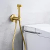 Imex Kit Douchette anti-calcaire hygiénique encastrée WC ou Bidet Salle de Bain Or Brossé LINE RDD038/OC