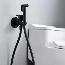 Robinet De Bidet|Imex Kit Douchette anti-calcaire hygiénique encastrée WC ou Bidet Salle de Bain Noir Mat MUNICH RDM001/NG