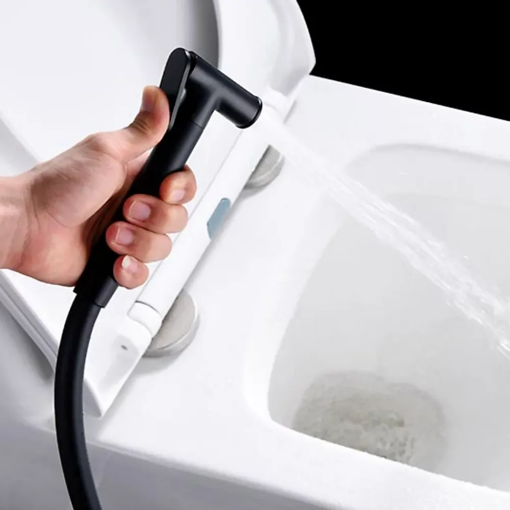 Robinet De Bidet|Imex Kit Douchette anti-calcaire hygiénique encastrée WC ou Bidet Salle de Bain Noir Mat MUNICH RDM001/NG