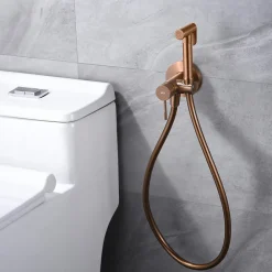 Imex Kit Douchette anti-calcaire hygiénique encastrée WC ou Bidet Salle de Bain Or Rose LINE RDD038/ORC