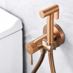 Imex Kit Douchette anti-calcaire hygiénique encastrée WC ou Bidet Salle de Bain Or Rose LINE RDD038/ORC