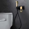 Robinet De Bidet|Imex Kit Douchette anti-calcaire hygiénique encastrée WC ou Bidet Salle de Bain Noir et Or SUECIA BDC032-5/NGOLD