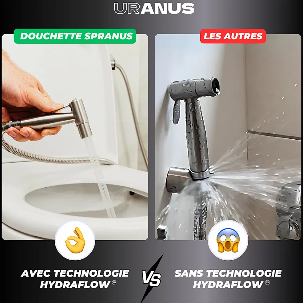 Magnifiak Kit Douchette WC Noir avec Robinet 3 voies (Brevet Déposé) - Marque Française - Qualité supérieure - Uranus Expert WC
