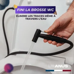 Magnifiak Kit Douchette WC Noir avec Robinet 3 voies (Brevet Déposé) - Marque Française - Qualité supérieure - Uranus Expert WC