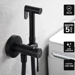 Imex Kit Hygiène Douchette de WC / Bidet Encastré Noir Mat GENOVA RDG053/NG