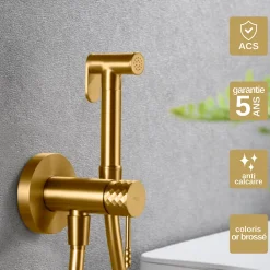 Robinet De Bidet|Imex Kit Hygiène Douchette de WC / Bidet Encastré Or Brossé GENOVA RDG053/OC