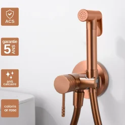 Robinet De Bidet|Imex Kit Hygiène Douchette de WC / Bidet Encastré Or Rose GENOVA RDG053/ORC