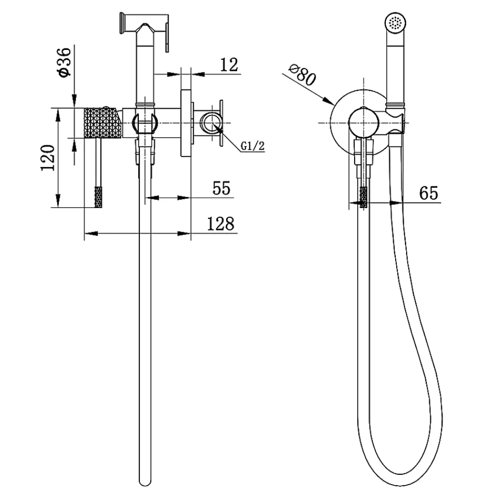 Robinet De Bidet|Imex Kit Hygiène Douchette de WC / Bidet Encastré Or Rose GENOVA RDG053/ORC