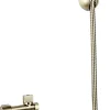 MTK Kit hygiène WC avec douchette 2 jets + flexible + support mural + robinet alimentation, doré brossé, Harmonie