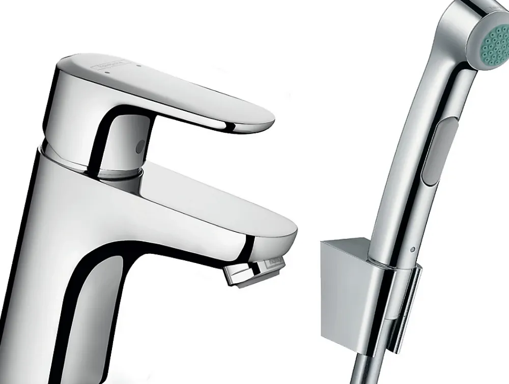 Accessoire De Robinet|Robinet De Bidet|Hansgrohe Kit robinet de bidet et douchette WC chromé Ecos