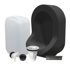 Ti'Pi Kit spécial jardin : urinoir mural sans eau et bidon de récupération 25L - Valorisation de l'urine comme engrais - Noir