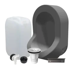 Ti'Pi Kit spécial jardin : urinoir mural sans eau et bidon de récupération 25L - Valorisation de l'urine comme engrais - Gris