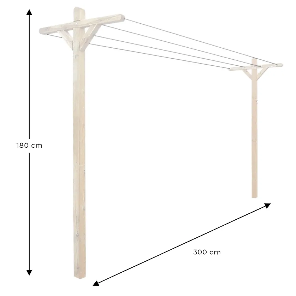 Cémonjardin Kit étendoir à linge extérieur Séville + 2 supports à fixer