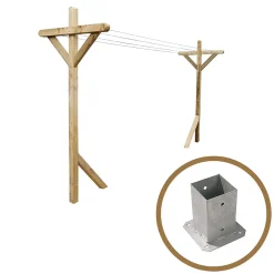 Etendoir À Linge|Cémonjardin Kit étendoir à linge extérieur Séville premium + 2 supports poteaux à fixer