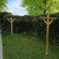 Etendoir À Linge|Cémonjardin Kit étendoir à linge extérieur bois Séville + 2 supports poteaux à enfoncer