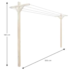 Etendoir À Linge|Cémonjardin Kit étendoir à linge extérieur bois Séville + 2 supports poteaux à enfoncer