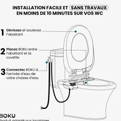 Bidet|Boku Kit WC japonais à poser - Bidet - autonettoyant - non électrique