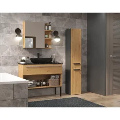 Autres KOMMA - Meuble salle de bain 2 portes - 31x30x174 cm - Colonne rangement SDB