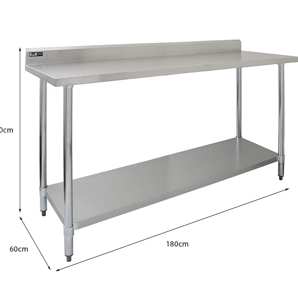 MonsterShop KuKoo Table de Travail en Inox - 180 x 60 x 90 cm